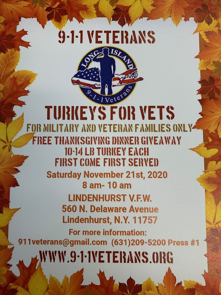 Thanksgiving Turkeys for Veterans 911 Veterans